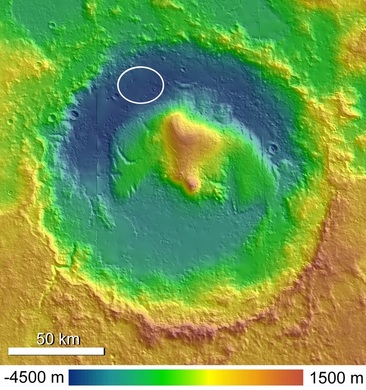 MSL: Cratere Gale e zona di atterraggio