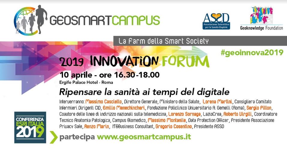 Sanità, innovazione digitale e geodati, sessione dedicata del Geosmartcampus Innovation Forum 2019
