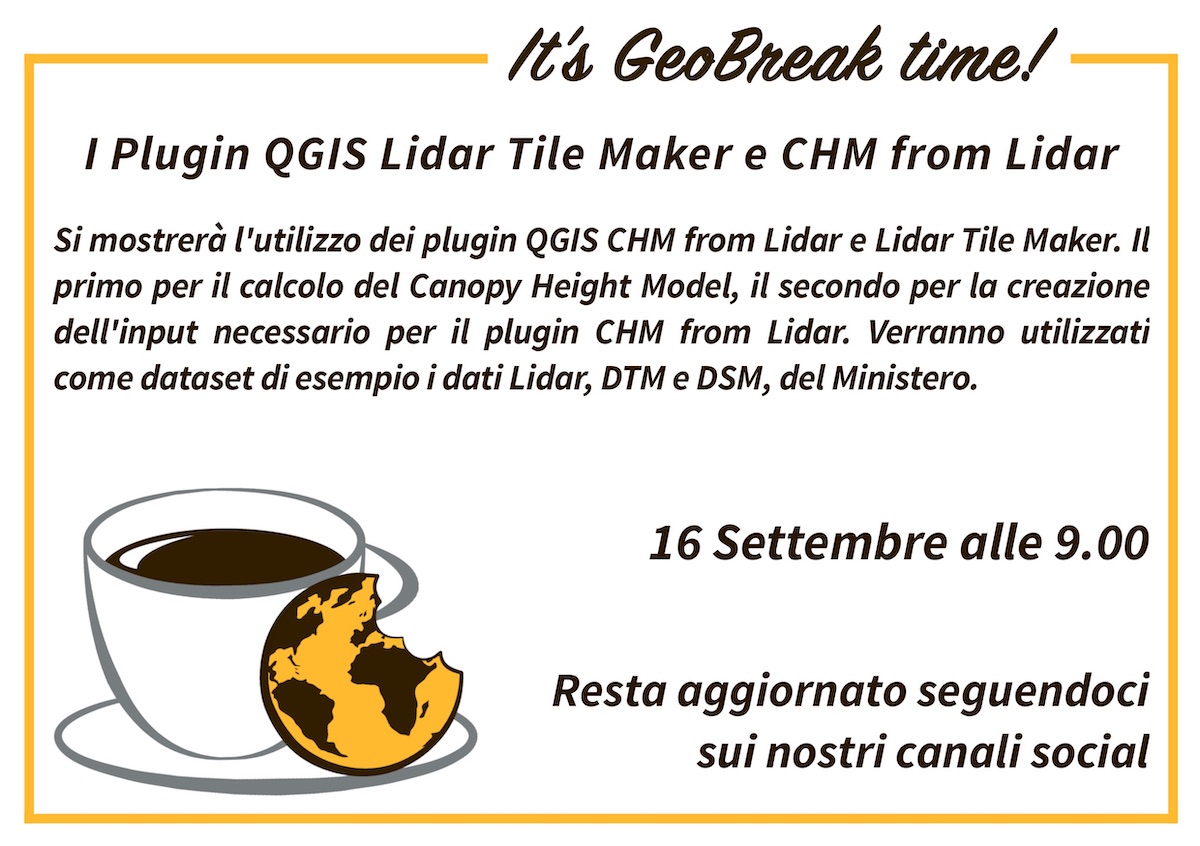 Geobreak del 16 settembre su due Plugin di QGIS  per il calcolo del Canopy Height Model da Lidar