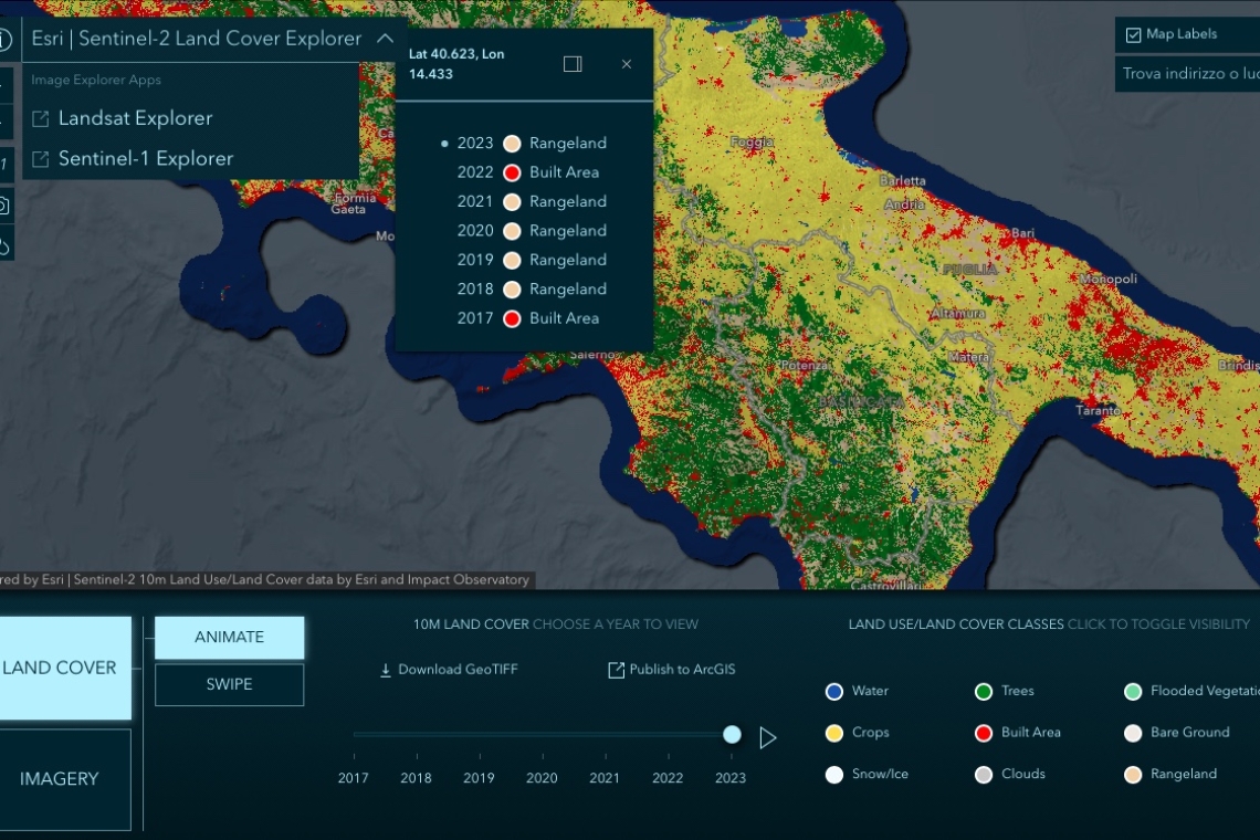 Il recente aggiornamento della mappa di copertura del suolo ESRI 10m