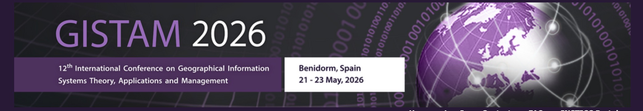 21 - 23 May 2026, Benidorm (Spain) - GISTAM 2026